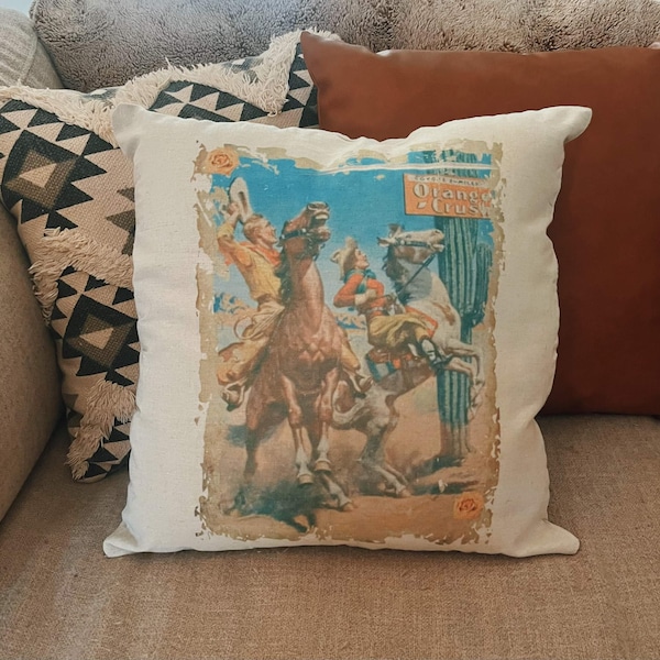 Vintage Cowboy Pillow Cover Etsy