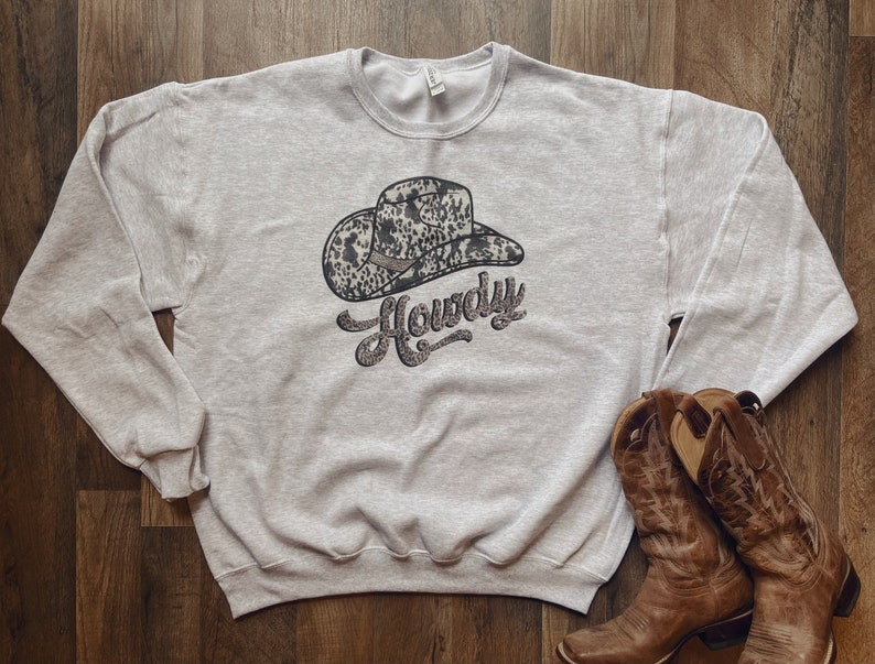 Howdy Sweatshirt Punchy Sweatshirt Cow Print Leopard Etsy