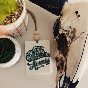 Howdy Leopard Lufterfrischer, Punchy Lufterfrischer, Ihr eigener Design Lufterfrischer, rechteckiger Lufterfrischer, Cowboyhut