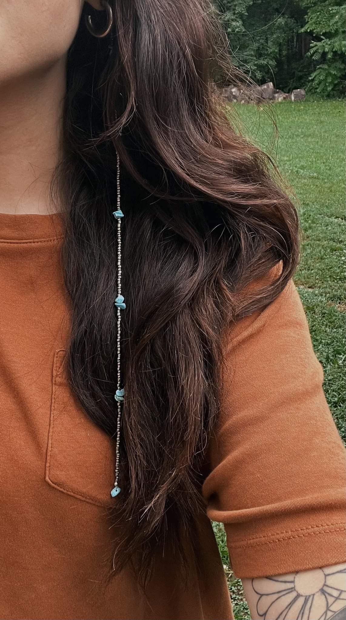 Silber rocailles haarspange mit türkis