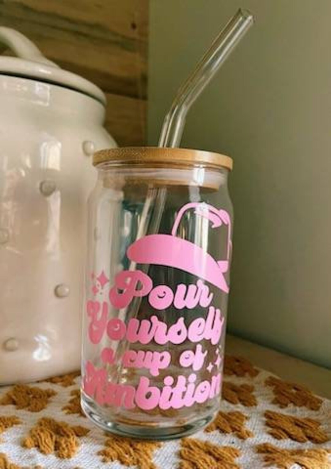 Ambition 16 Oz Beer Glass Cup Iced Coffee Cup Etsy ambition-16-oz-beer-glass-cup-iced-coffee-cup-etsy