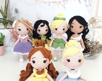 Amigurumi Disney Princesas Personajes Muñecas, Ganchillo y Muñeca Tejida, Regalo Especial, Muñeca Suave Hecha A Mano, Juguetes Saludables, Sleepmate