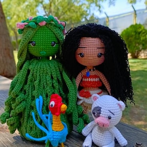 Personajes de Moana Amigurumi: Moana, Hei Hei, Muñecas Pua, Muñecas de Ganchillo y de Punto, Regalo Especial para Tu Hijo, Juguetes Suaves y Saludables Hechos a Mano