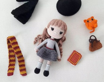 Wizard Hermione Dolls, Crochet and Knitted Doll, Amigurumi Boy, Special Gift, Handmade Soft Doll, Hogward Toys, Gift Sleepmate, Home Decor