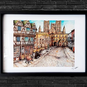 Lincoln Schloss Quadrat Kunstdruck: Lincolnshire Giclée-Druck, gerahmt / ungerahmt