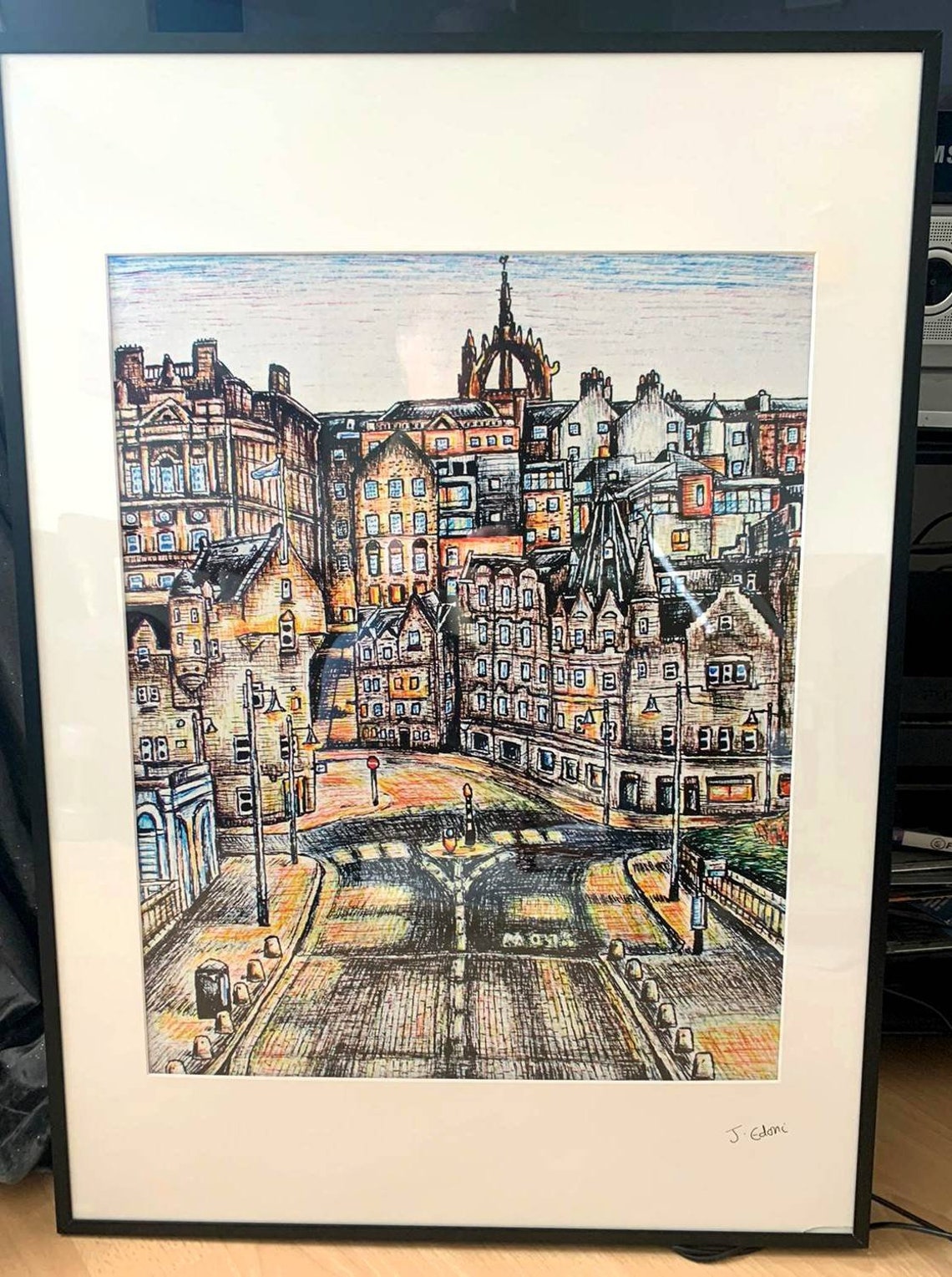 Large Framed Edinburgh Art Print Old Town Etsy