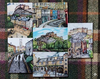 Edinburgh Art Postcards: Historic Scotland Travel Prints