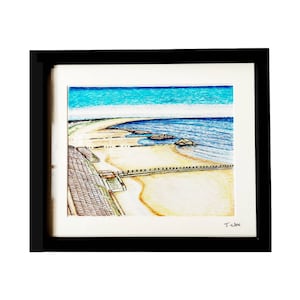 Aberdeen artwork, beach, Aberdeenshire giclee art print- (birthday gift, home decor, birthday, seaside, Scotland)
