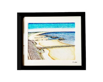 Aberdeen artwork, beach, Aberdeenshire giclee art print- (birthday gift, home decor, birthday, seaside, Scotland)