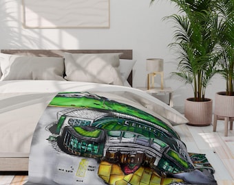 Celtic Park Fleece Blanket: Glasgow Football Stadium Art, sports gift