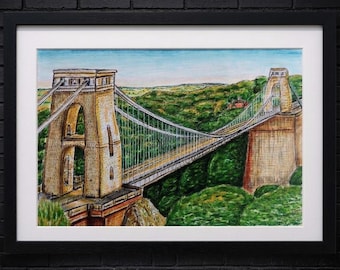Lámina artística de Bristol: Obra de arte enmarcada del puente colgante de Clifton