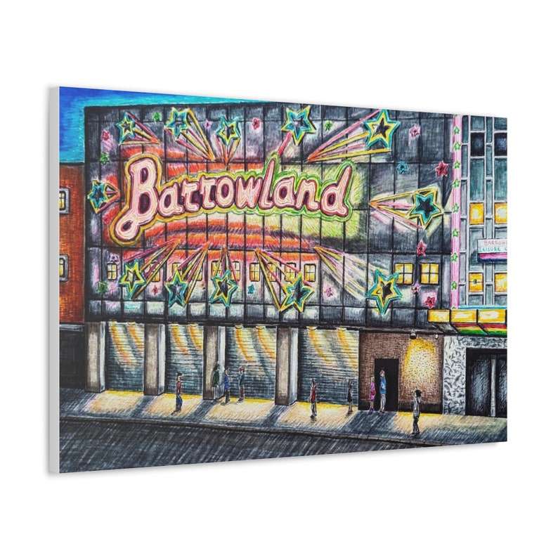 Barrowlands Glasgow Art Satin Canvas Print, Scotland Wall Decor