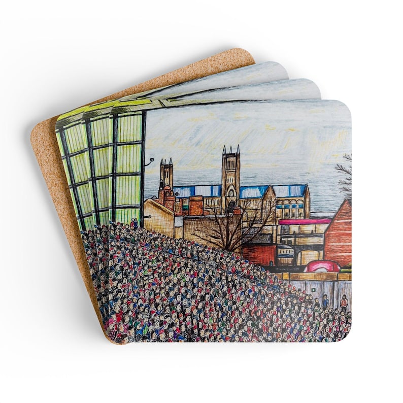 Lincoln FC Sincil Bank Art Corkwood Coaster Set | Football Club Decor ...