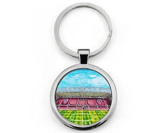 Llavero de fútbol Hearts FC / Llavero redondo de acero inoxidable