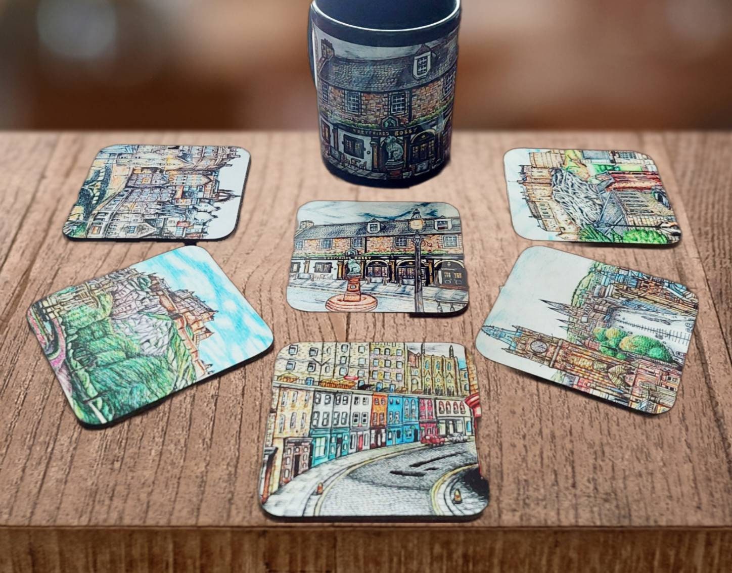 Edinburgh Ceramic Art Mug and Handcrafted Coaster Set Decor Etsy