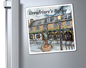 Greyfriars's Bobby art fridge Magnet- (birthday gift, home décor, Edinburgh, house warming gift, kitchen accessory)