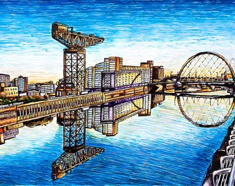 Descarga digital de arte de Glasgow: regalo, decoración escocesa, personalizado