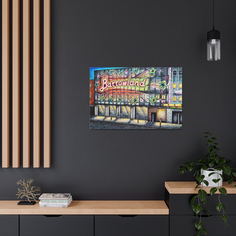 Barrowlands Glasgow Art Satin Canvas Print, Scotland Wall Decor