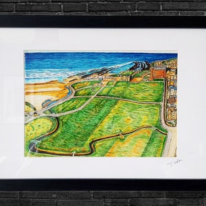 St Andrews Art Golf Course Giclee Print - Aerial View, Framed/Unframed - Perfect Birthday Gift & Home Decor