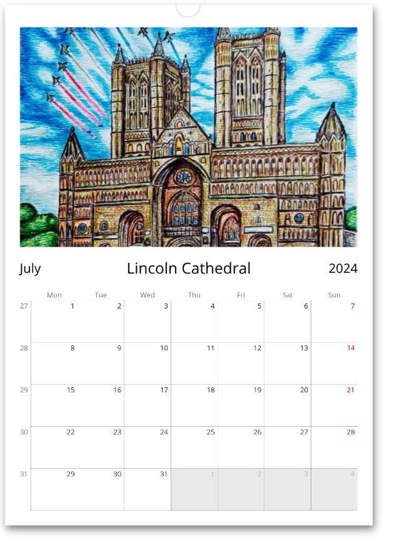 The Lincoln 2024 A3 Art Wall Calendar, Limited Edition Xmas Gift, Home Decor, Organiser, Planner