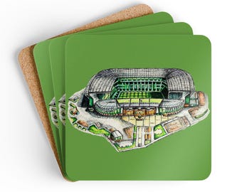 Celtic FC Art Coaster Set, Corkwood-underlägg | Fotbollsvapen Dryckesunderlägg