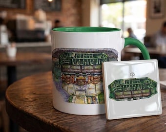 Taza de café del Celtic FC: Arte del estadio Parkhead, cerámica de 325 ml