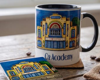 Taza de café con diseño de Glasgow, 325 ml (O2 Academy Art, regalo de cumpleaños, decoración del hogar)
