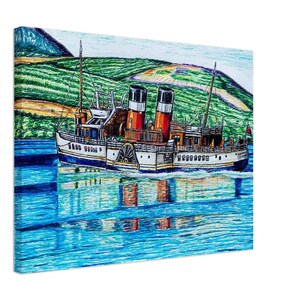 Scotland artwork, Waverley Paddlesteamer Boat, Art Canvas Print- Birthday Gift, home decor,, Scotland, UK, wall, interior