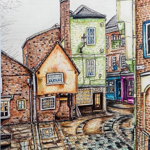 York UK kunstafdruk: King&#39;s Court gicleestijl, ingelijst/niet ingelijst