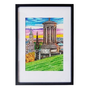 Impressão artística de Edimburgo: horizonte de Carlton Hill, decoração para casa na Escócia