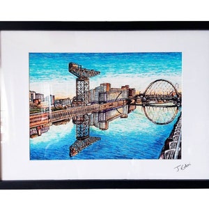 Glasgow River Clyde Art Print: Scotland Cityscape, Framed Home Decor