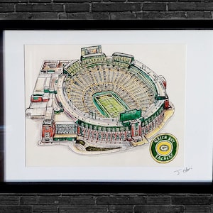 Greenbay Packers Art Print | Lambeau Field Wall Art | Framed, Unframed Options | Perfect Birthday Gift & Home Decor