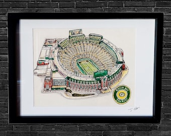 Lambeau Field Art Print: Green Bay Packers Stadium Home Decor