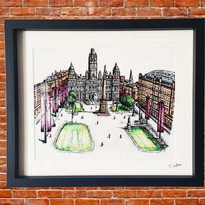 Glasgow George Square Art Print: Scotland UK Landmark Giclee