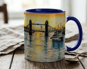 Taza de café con diseño de Londres, 325 ml (Arte, regalo de cumpleaños, decoración del hogar)