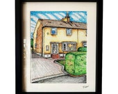 Custom artwork, Framed House Portrait: Commissioned Art Gift, home decor