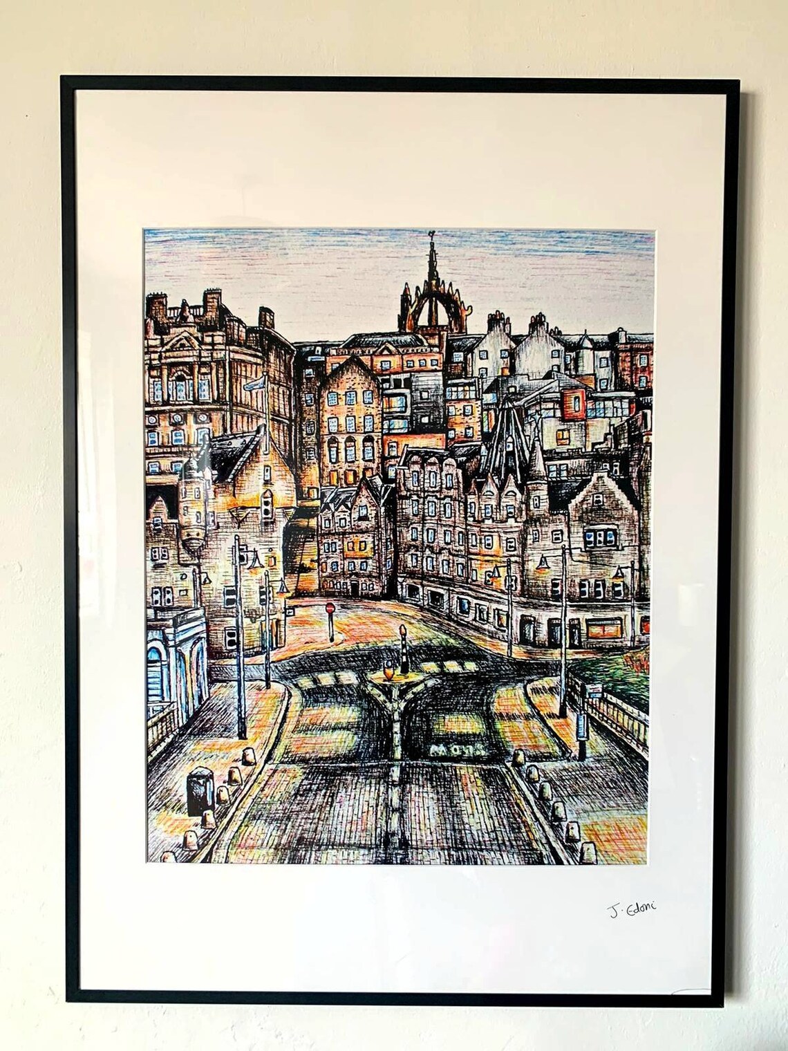 Large Framed Edinburgh Art Print Old Town Etsy