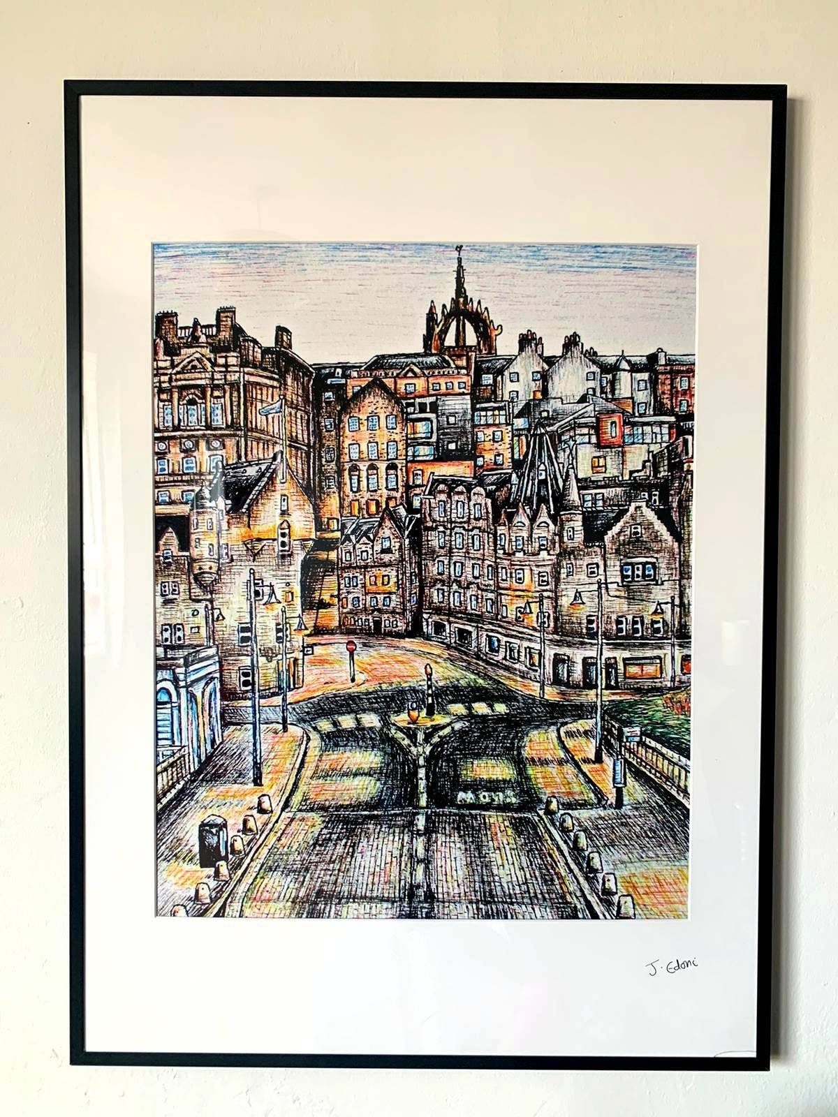 Large Framed Edinburgh Art Print Old Town Etsy