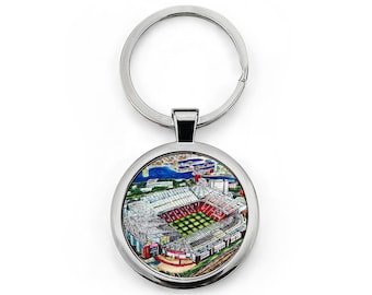 Manchester United Old Trafford Art Round Keychain