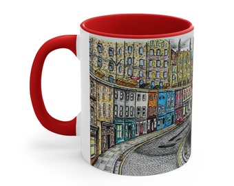 Coffee Mug, 11oz- Edinburgh Victoria Street Design (gift, cup, art, Scotland)