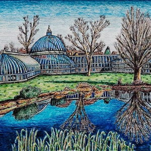 Glasgow Botanical Gardens Art Print: Colorful Giclee Illustration