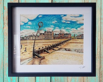 Portobello artwork, framed Art Print- Beachfront, Edinburgh Décor, Scotland Gift