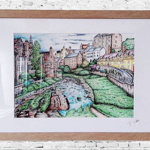 Framed/ Unframed Gicleè Edinburgh art print- leith waterway walk (Gift, wedding, birthday, decor, Scotland)
