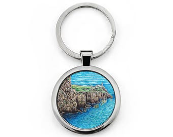 Llavero redondo de acero inoxidable de Neist Point Isle of Skye