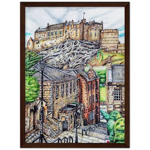 Edinburgh Castle Art Print: Vennel View, Scotland, Wooden Framed