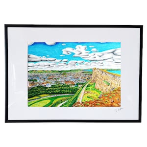 Impressão artística do horizonte de Edimburgo: vista do Arthur&#39;s Seat, decoração para casa na Escócia