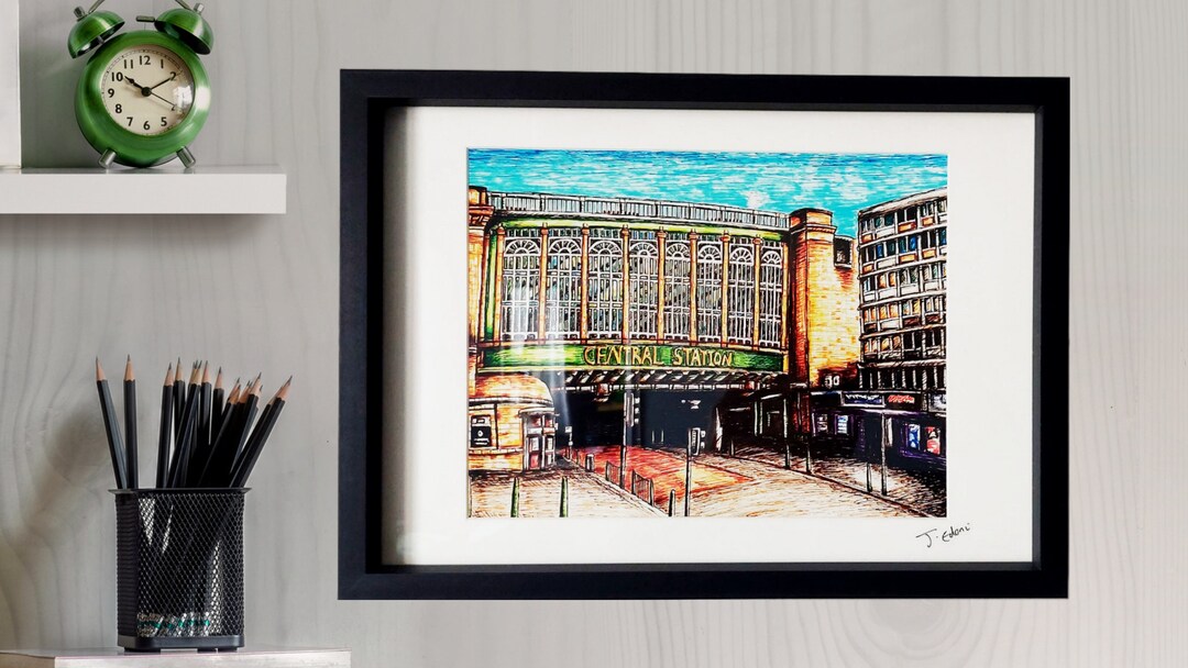 Glasgow Giclee Art Print Central Station Side Entrance Etsy UK