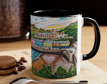 Strawberry Print Mug: 16oz Ceramic Coffee Cup With Red Handle - Etsy