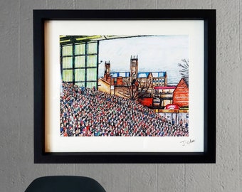Football Sincil bank Stadium Giclée framed Art Print- Lincoln FC Matchday, house warming gift, birthday gift, home decor