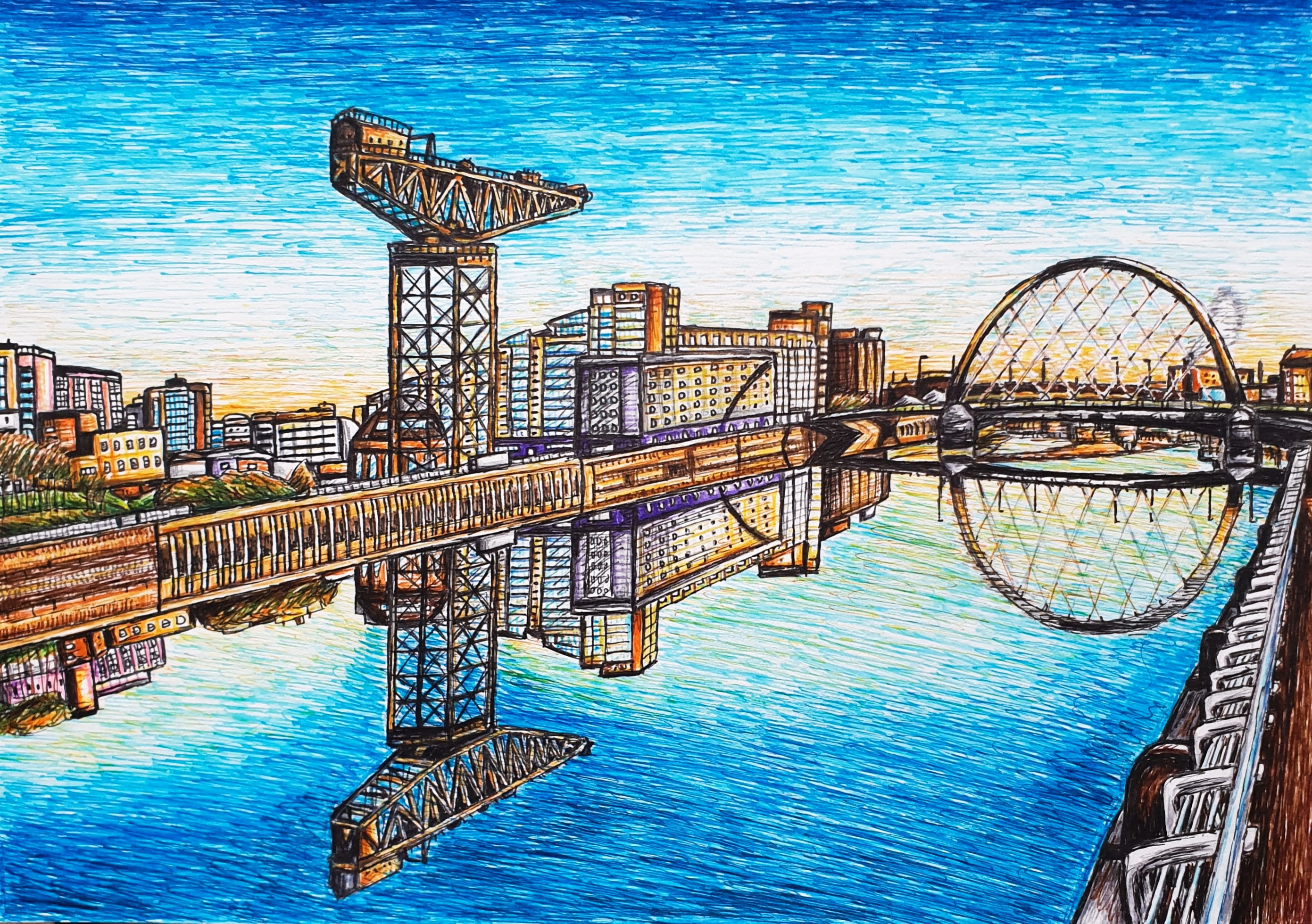 Framed Glasgow Print River Clyde Crane View Etsy UK